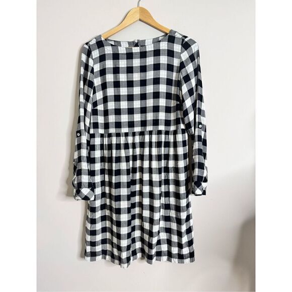 J. Jill Buffalo Check Plaid Dress Roll Tab Sleeves Sz S - Picture 1 of 6